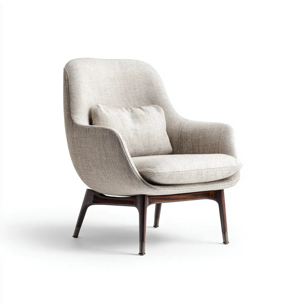 Poltrona lounge crema con cuscino 75 x 80 x 90 cm in poliestere con struttura in legno massello sagoma avvolgente