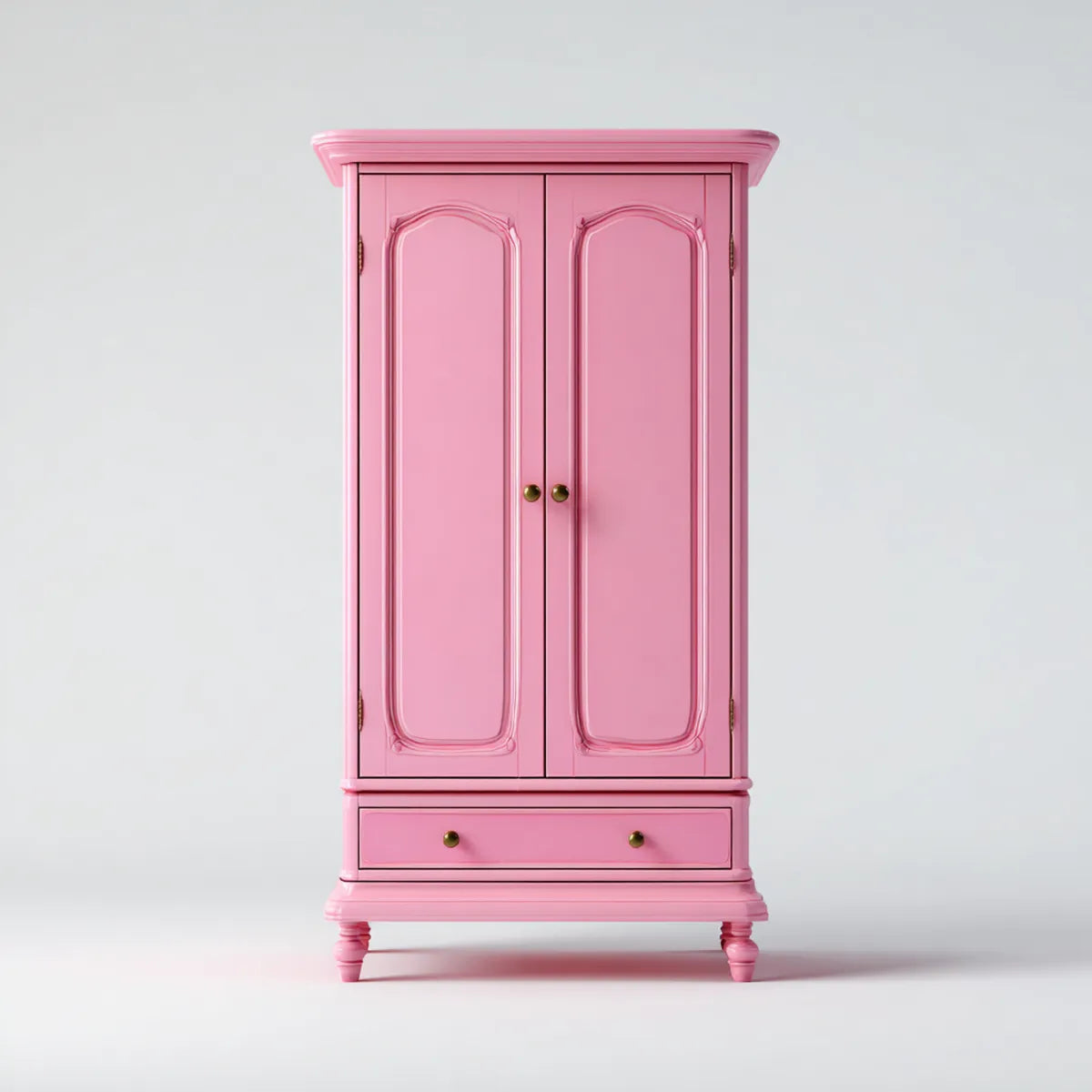 Armadio guardaroba 2 ante con cassetto rosa 90 x 50 x 180 cm in MDF e pino massello
