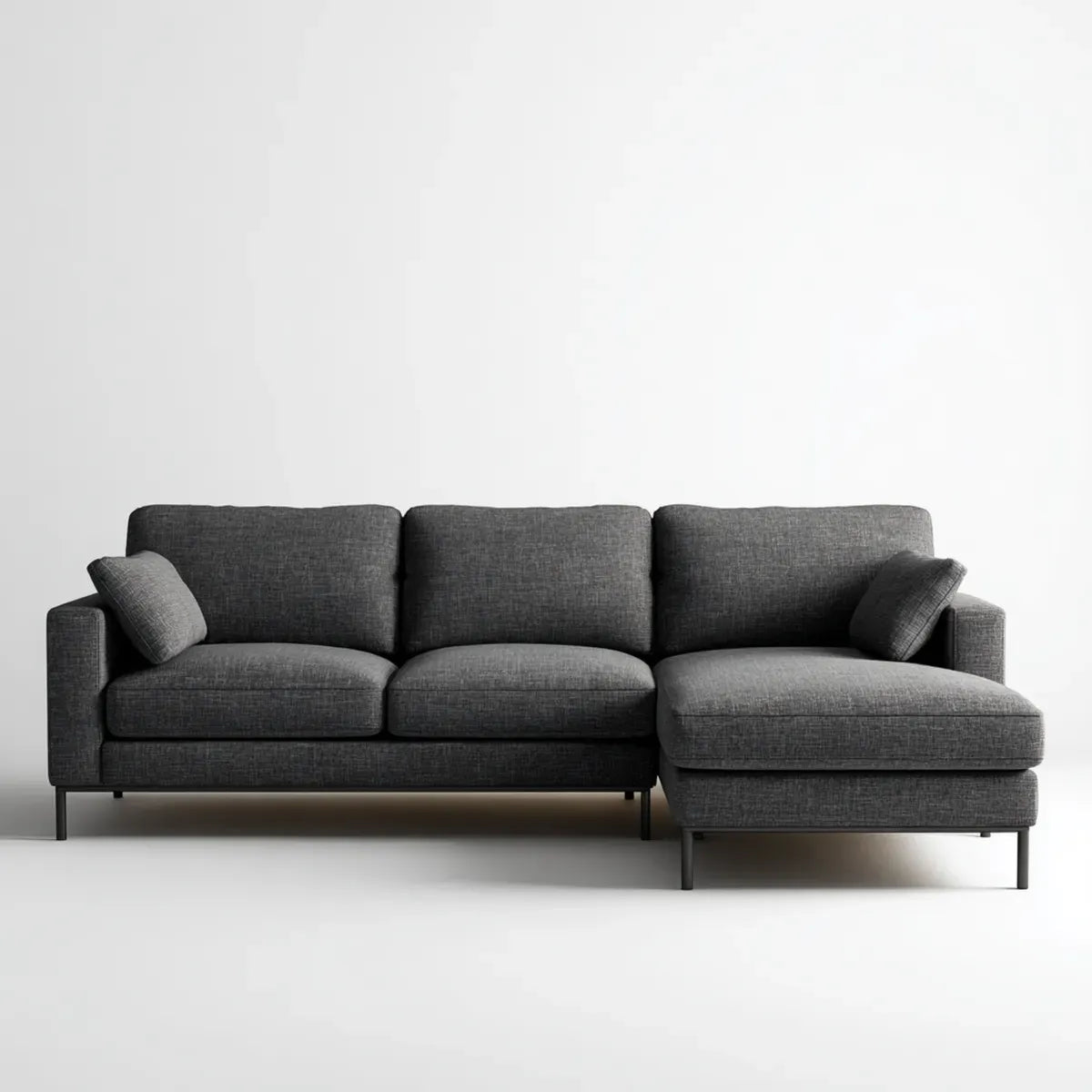 Divano angolare 3 posti grigio scuro in poliestere con chaise longue destra 250 x 160 x 85 cm