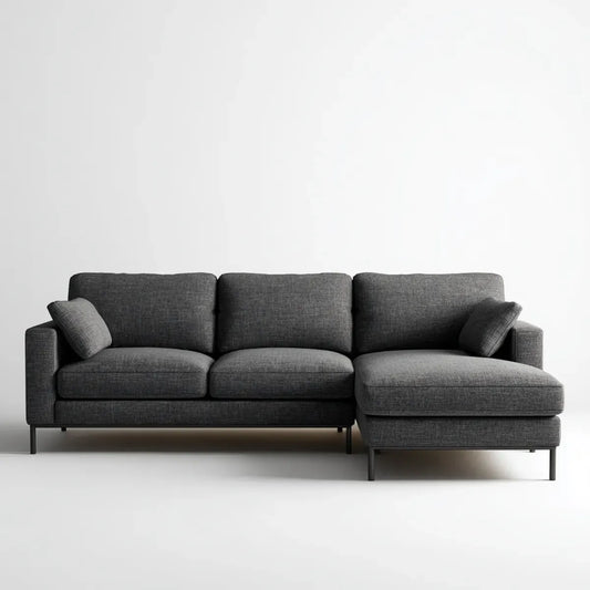 Divano angolare 3 posti grigio scuro in poliestere con chaise longue destra 250 x 160 x 85 cm