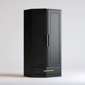 Armadio guardaroba 2 ante con cassetto nero e ottone in truciolare 80 x 50 x 180 cm rettangolare