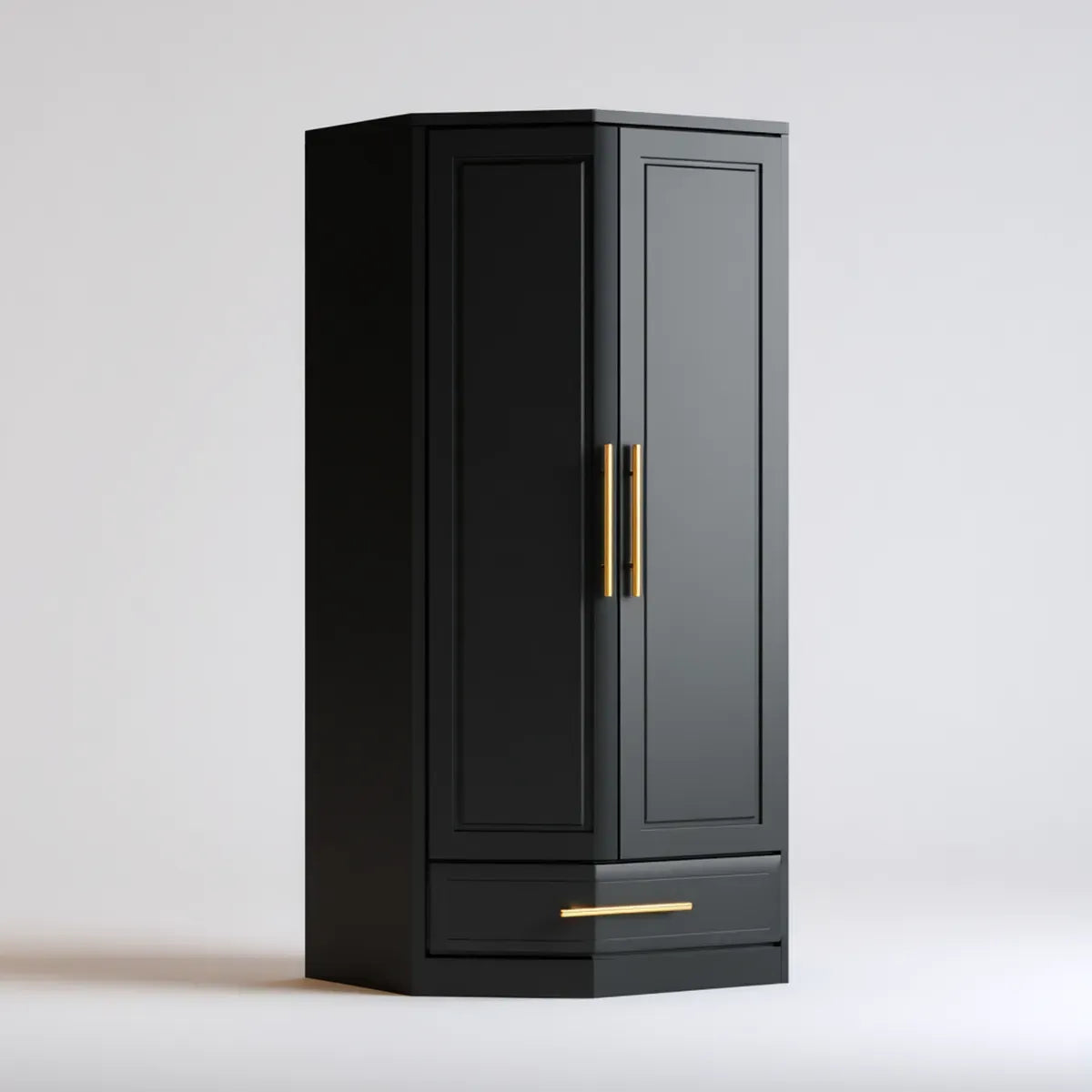 Armadio guardaroba 2 ante con cassetto nero e ottone in truciolare 80 x 50 x 180 cm rettangolare