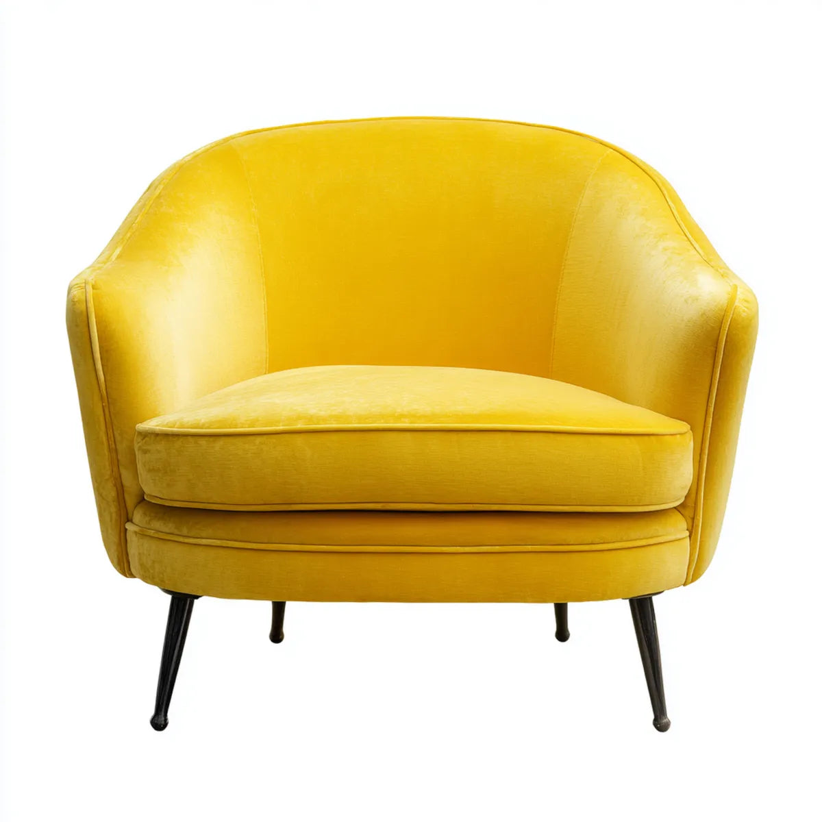Poltrona da soggiorno gialla in velluto di poliestere con braccioli 80 x 75 x 78 cm