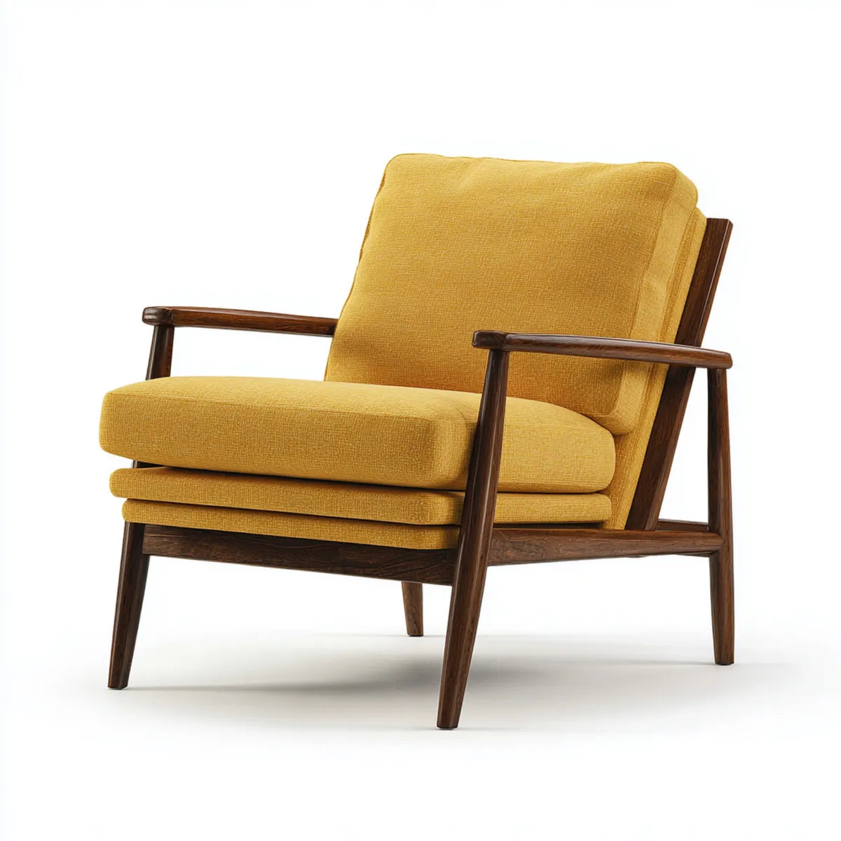 Poltrona da soggiorno giallo senape con braccioli struttura in legno massello 75 x 80 x 85 cm