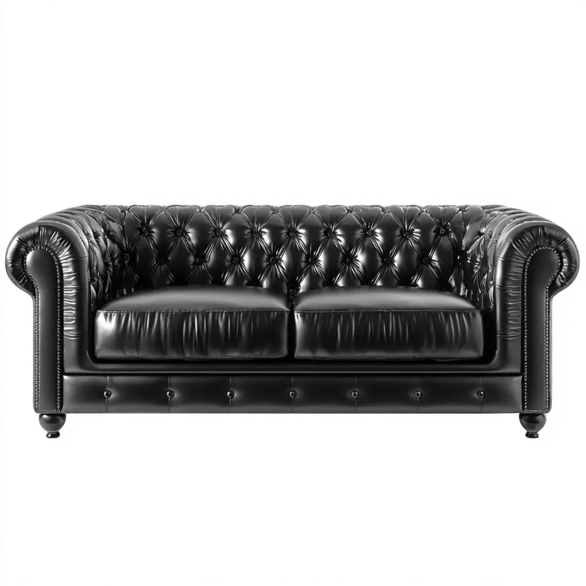 Divano Chesterfield 2 posti nero 180 x 90 x 75 cm in pelle sintetica PU rettangolare