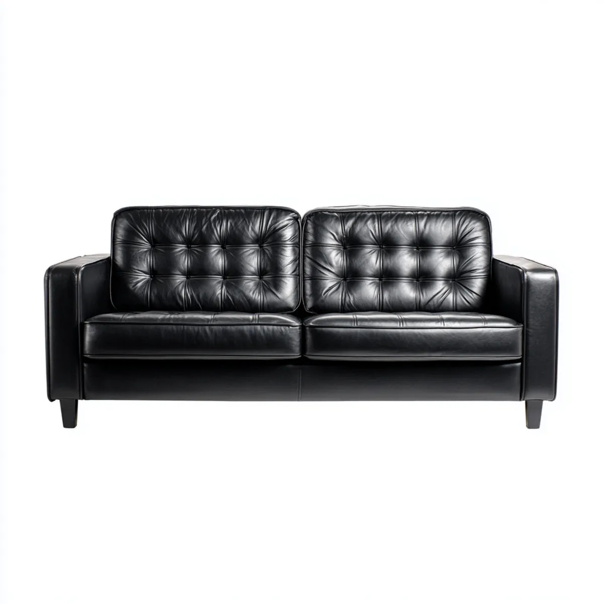 Divano 2 posti nero in pelle sintetica PU rettangolare 160 x 85 x 84 cm
