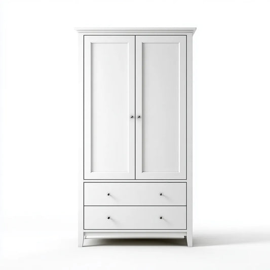 Armadio guardaroba 2 ante con 2 cassetti bianco in MDF rettangolare 90 x 50 x 190 cm