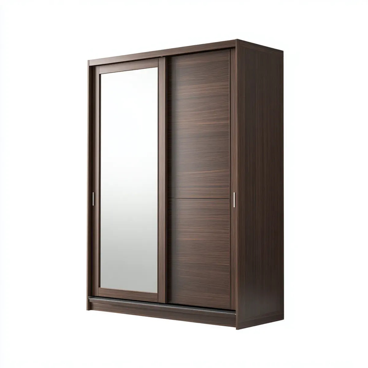 Armadio guardaroba a 2 ante scorrevoli marrone scuro 120 x 60 x 200 cm in pannello truciolare nobilitato con specchio rettangolare