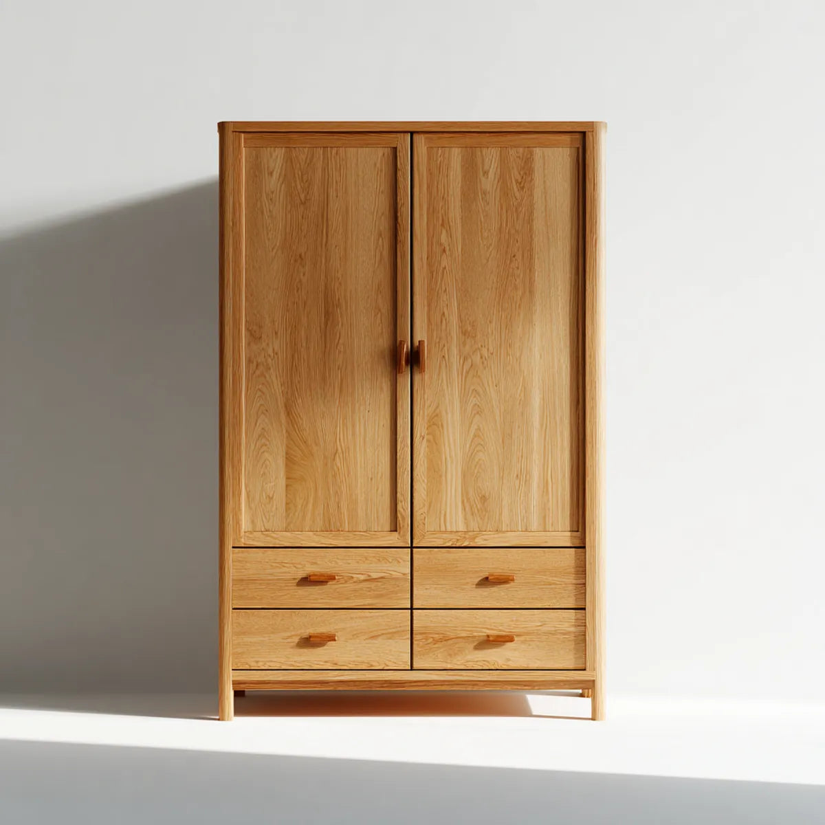 Armadio guardaroba 2 ante con 4 cassetti rovere naturale rettangolare 100 x 55 x 200 cm