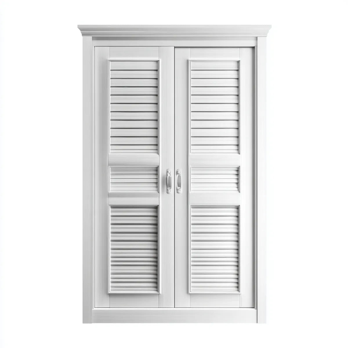 Armadio guardaroba a 2 ante bianco con pannelli a persiana in MDF 120 x 60 x 200 cm rettangolare