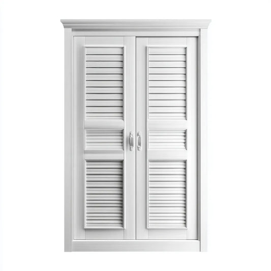 Armadio guardaroba a 2 ante bianco con pannelli a persiana in MDF 120 x 60 x 200 cm rettangolare
